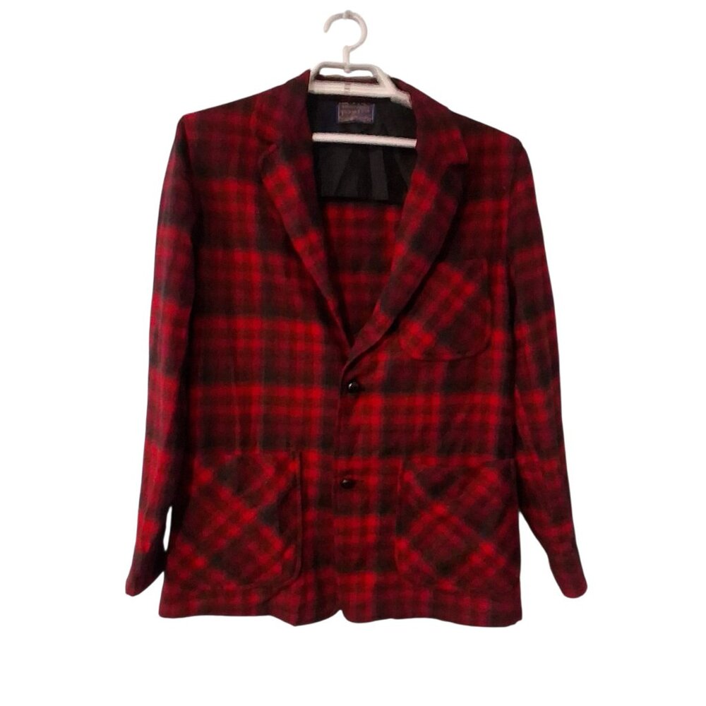 Pendleton topster jacket mens Small wool red plai… - image 1